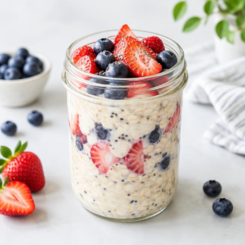 Overnight oats de morango